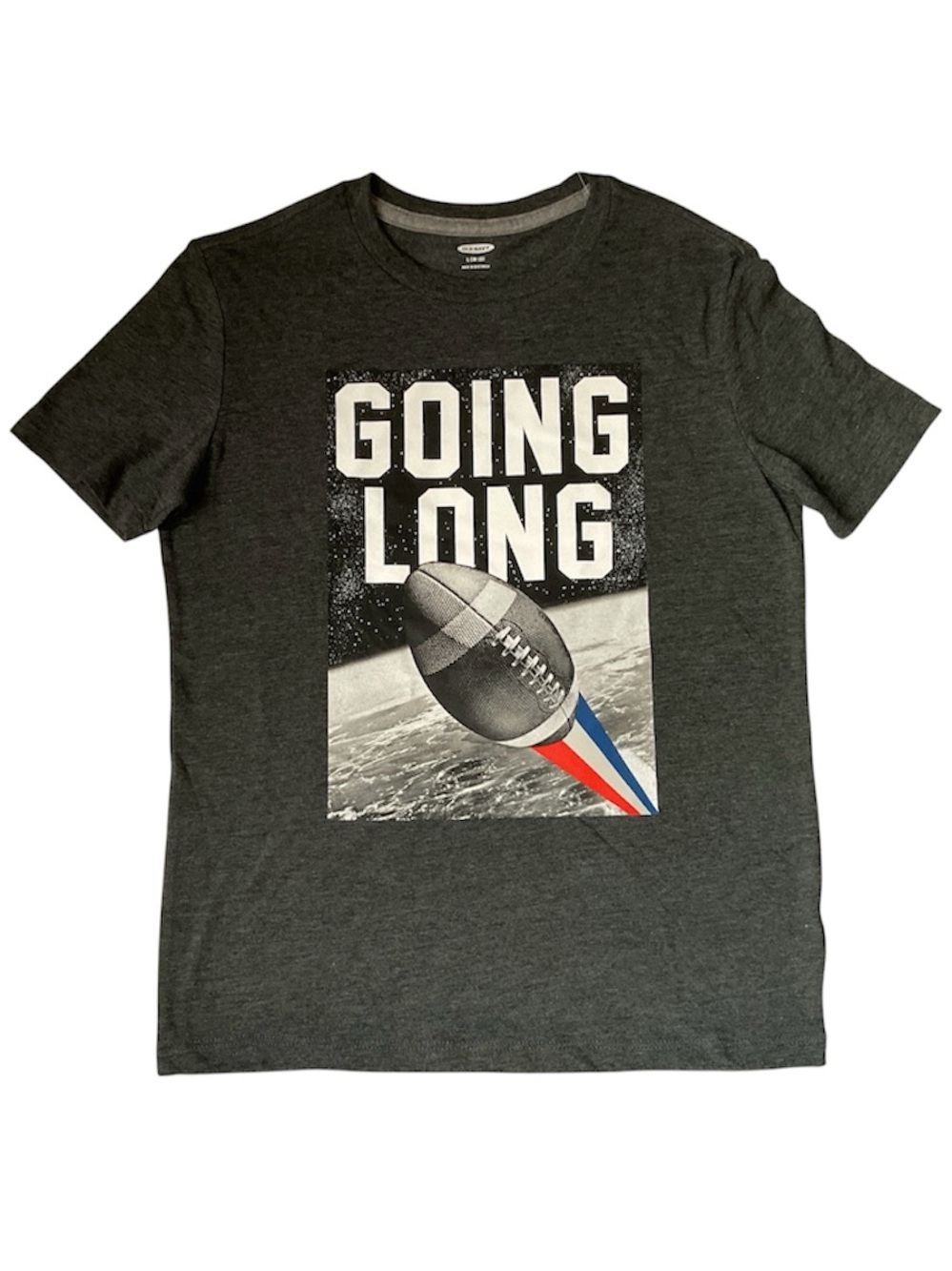 Old Navy Dark Gray Graphic Tee with Red & Blue Accents